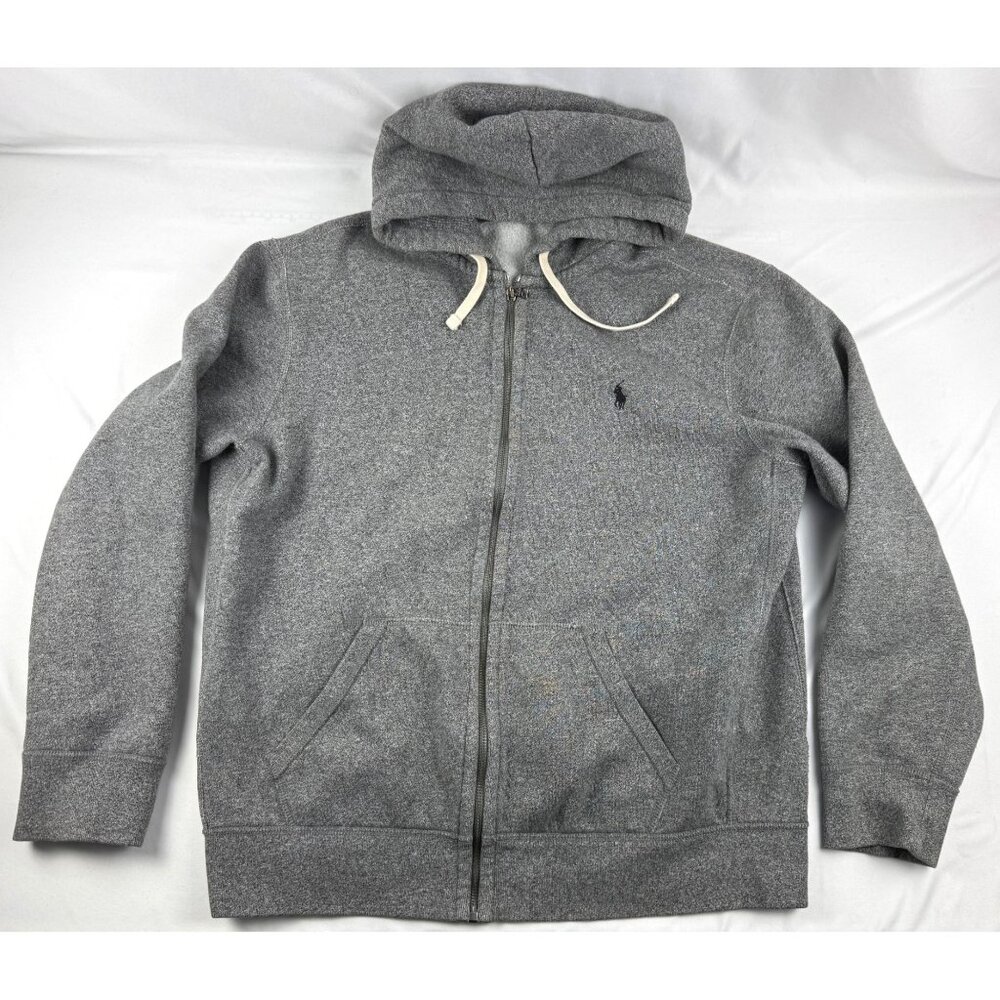 Polo Ralph Lauren Full Zip Hoodie Mens XL Heather Gray Fleece Pony Logo